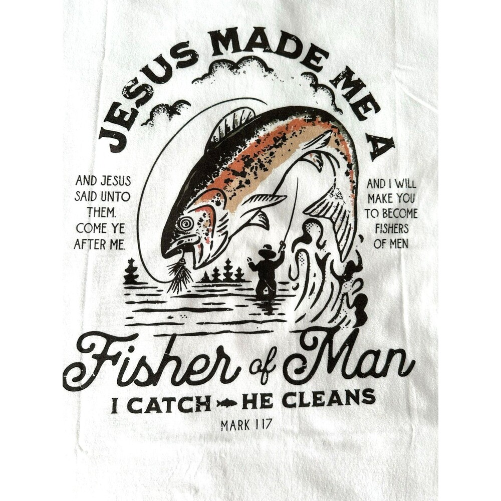 Men's T-Shirt "Jesus Made Me A Fisher of Men - I Catch He Cleans" Christian XL